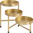 Kate and Laurel Finn Modern Tri-Level Plant Stand, 7.25 x 7.25 x 10, Gold, Indoor Multi-Tiered Plant Stand for Tabletop