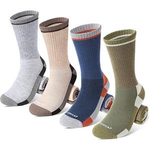 TENYSAF Wool Hiking Socks for Men - Women Lightweight Crew Merino Wool Socks with Cushion for Camping Hunting Work,4 pack