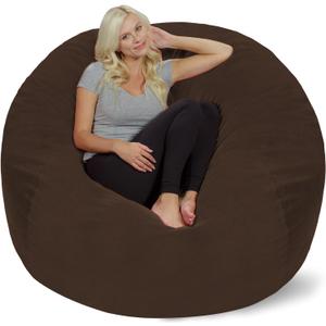 Chill Sack 5' Bean Bag Chair Cover Only  Soft Microfiber Replacement Cover for Giant Pouf, Cozy Furniture for Living Room, Dorm & Kids' Rooms, Add Your Own Filling, Durable Cover, Pebble 5 Ft - Brown