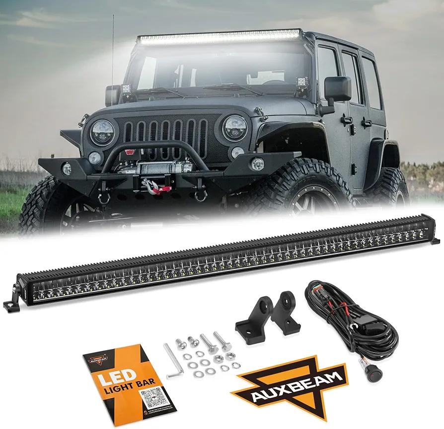 Auxbeam 52 Inch LED Light Bar 350W 31500LM Anti-Glare Offroad LED Driving Light Dual Row Offroad Flood Driving Beam Auxiliary Work Light for Truck ATV UTV SUV Boat 4x4 Jeep