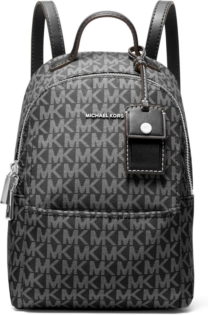 Michael Kors Sable Extra Small Covertible Messenger Backpack (One Size, Silver-tone Hardware/Tonal Mk Signature Nylon/Black)