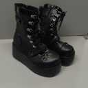 Black Platform Ankle Boots for Women Goth Rave Shoes Punk Rivet Lace Up Zipper Round Toe Wedge Chunky High Heels Buckle Booties (6.5)