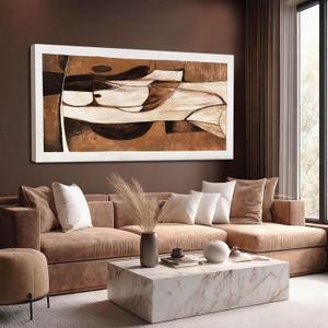LEVERUP Large Abstract Canvas Wall Art Brown and Gold Wall Printings Pictures Modern Wall Decor for Bedroom Office Hotel 29×58 Inch Ready to Hang