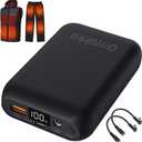 Heated Vest Battery Pack 7.4V 16000mAh Compatible with ORORO and Venustas, Rechargeable Power Bank for Heated Vest Heated Jackets with LED Display (7.4V 16000mAh+DC Adapter)