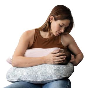 Boppy Nursing Pillow - Ergonomic Bottle & Breastfeeding Pillow with High, Firm, Large Area, Water-Repellent Cushion with Washable Cover; Baby Safety Alliance Verified - Blue Speckled Current