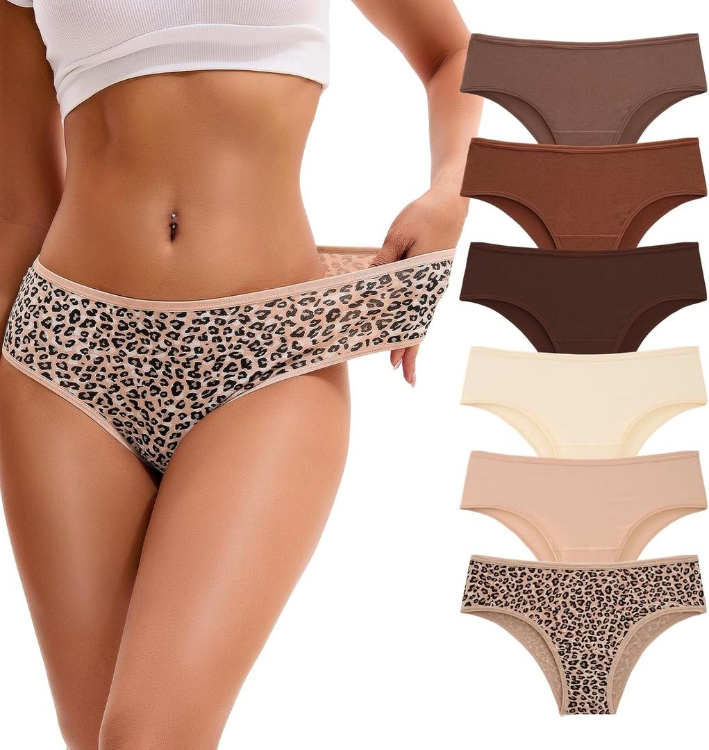 INNERSY Women's Underwear Cheeky Hipster Panties Breathable Cotton Panty 6-Pack (Medium, Milaed)