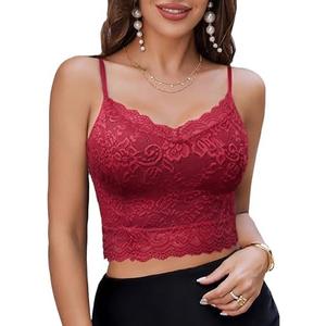 Avidlove Lace Bralette for Women Spaghetti Strap Tank Top V Neck Slim Basic Camisoles, XS