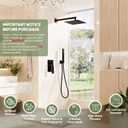 Kurpot Black Shower System, Wall Mounted Shower Faucet Set with Valve, 10-Inch Rainfall Shower Head with Handheld Combo Spray, 59'' Long Shower Hose and Shower Trim Kit, Matte Black