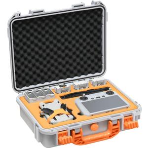 Hard Case for DJI Mini 3 Pro/3/Mini 4 Pro, Waterproof Pressure Resistant Carrying Case Accessories - Fits Latest for DJI RC 2/RC (Only Case) (Gray & Orange)
