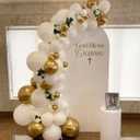 First Communion Balloons - White and Gold with God Bless Balloon Garland Arch Kit Different Size Balloons for First Holy Primera Communion Baptism Theme Party Decorations