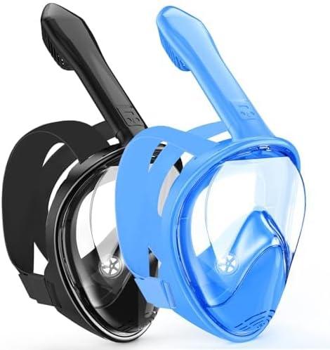 Kids Snorkel Mask Full Face, Snorkeling Gear for Kids 3-14 with Camera Mount, 180 Degree Panoramic View Snorkeling Set Anti-Fog Anti-Leak