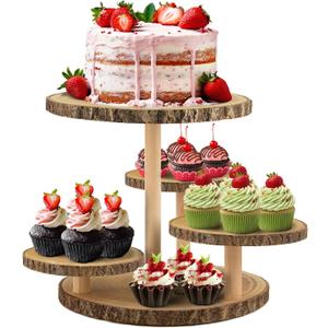 Rustic 4-Tier Wooden Cupcake Stand for 50 Cupcakes - Elegant Dessert Display for Parties, Weddings, Birthdays & More