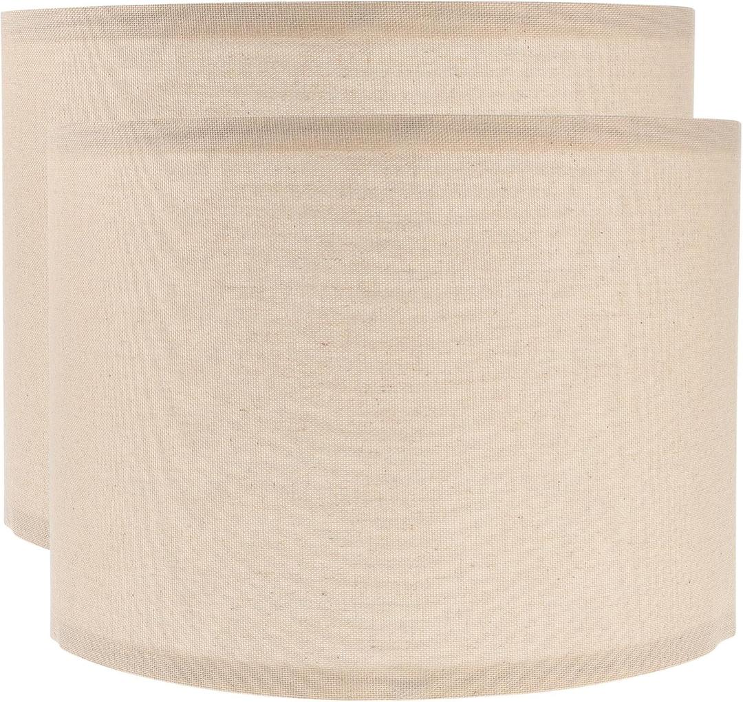 Beaupretty Lamps Shades 2pcs Table Lamp Shades Linen Fabric Light Cover Replacement Drum Lampshade for Floor Lamp Light Yellow Lamp Shade