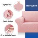 KEKUOU Stretch Sofa Cover Slipcover Couch Covers for 3 Cushion Couch Sofa pet Friendly (78"-94") Furniture Protector Sofa with Elastic Bottom for Kids,Dog, Jacquard Small Checked(Large,Dusty Pink)