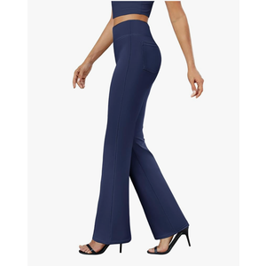 Womens Bootcut Dress Pants Business Casual Work Pants with Pockets High Waist Stretchy Trousers Pull On Office Slacks Size XL