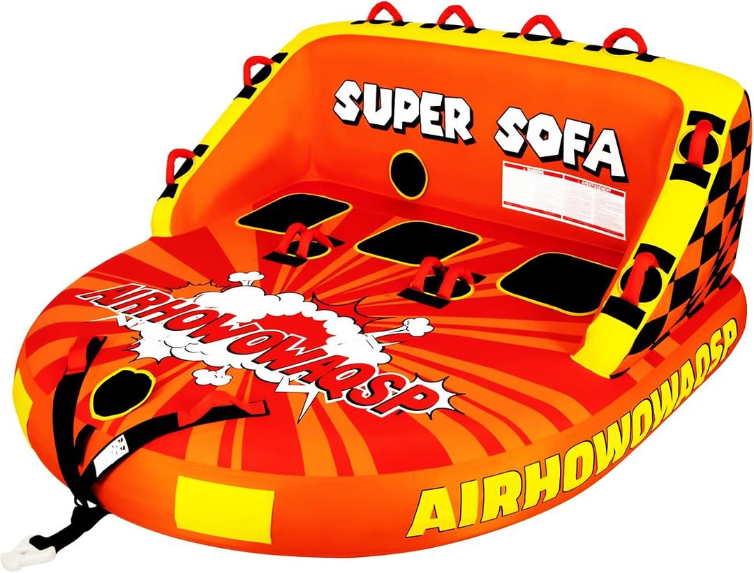 Super Sofa Towable Tubes for Boating 1-4 Person,Tubes for Boats,Inflatable Pull Boats/Boat Tube/Water Tube,Front&Back Tow Points with Heavy-Duty Thick Nylon Cover for Water Sports