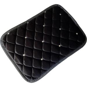 Universal Bling Soft Plush Luster Car Armrest Seat Box Cover Auto Center Console Cushion Pad Crystal Protective Padding Car Decor Accessories for Women Black