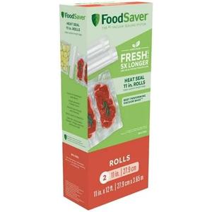 FOODSAVER 11" x 12' Vacuum Seal Rolls with BPA-Free Multilayer Construction for Food Preservation, 2-Pack
