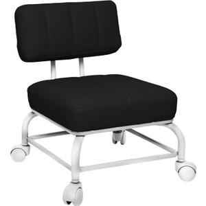 Rolling Stool with Back Rest VAPAA TAIDE Roller Chair Heavy Duty Rolling Stools with Wheels for Home Office Garage Mechanic Flooring Cleaning Shop Black (Medium)