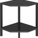 Corner Shelf Stand, 2 Tier Industrial Corner Bookshelf, Multipurpose Standing Corner Display Shelf Countertop Organizer for Living Room Kitchen Bedroom Office, Black