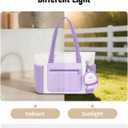 Wandering Nature Puffer Tote Bag for Work & Nurse, 2-Piece Tote with Mini Pouch, Fits 15.6" Laptop, Dual Inner Cup Holders (Purple)