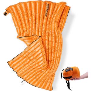 ZOOOBELIVES Ultralight Backpacking 32-50F Down Sleeping Bag - 27oz Ultra Compact 650 Fill Power Envelope Sleeping Bag for Hiking, Camping and Backcountry, Lightweight and Compressible Alplive T400 (Orange)