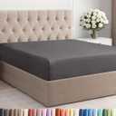 Queen Fitted Bed Sheet - Bottom Single Fitted Sheet Only - Soft Hotel Luxury Bedding w/ 8-16 Inch Deep Pockets - Breathable, Cooling & Wrinkle Free - Easy-Care, Fade and Shrink Resistant - Dark Grey