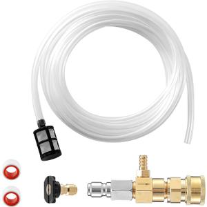 JOEJET Downstream Injector for Pressure Washer, Fixed Chemical Injector Kit with 3/8 Inch Quick Connect, 10 Ft Siphon Hose, 2-3 GPM