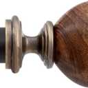Deco Window Adjustable Brown Curtain Rods for Windows 36 to 66 Inch Heavy Duty 1 Inch Drapery Rods with Natural Wood Finials