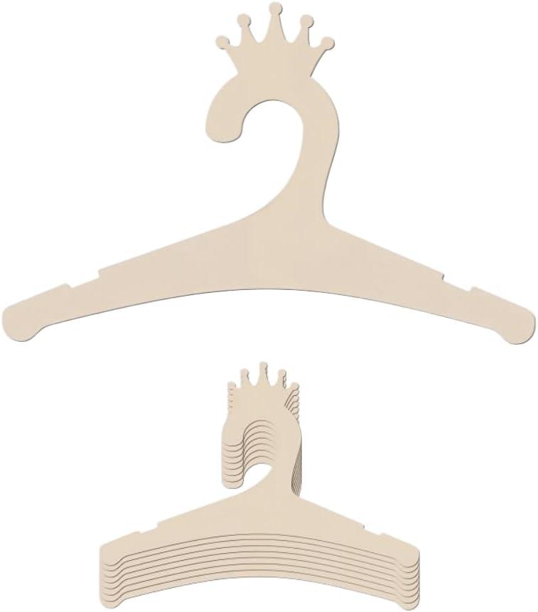 20 Pack Wooden Kids Hangers 9Inch Childrens Clothes Hangers Cute Non Slip Wood Baby Toddler Hangers DIY Wooden Baby Hangers for Closet, for Baby Toddler Kids Clothes & Pants (Crown)