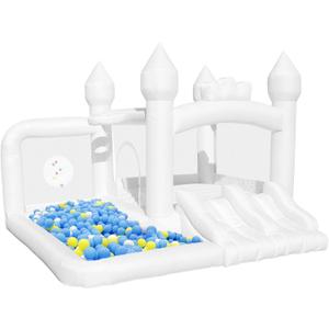 White Bounce House, Indoor Bouncy House for Kids 2-6 with Slide, Toddler Bouncy Castle Blower Included, 11ft L x 9.7ft W x 8ft H, inflables para nios, Jump House for Parties
