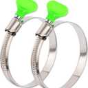 ISPINNER 2pcs 2.5 Inch Key Hose Clamp, Bandwidth 12mm Thumb Screw Adjustable Stainless Steel Hose Clamps for Dryer Vent, Dust Collector and Automotive