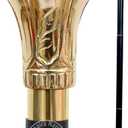 Humaira Nautical Handmade Brass Knob Walking Stick, Wooden Cane with Black Finish Gold Handle 37 Inch Cane for Men and Women