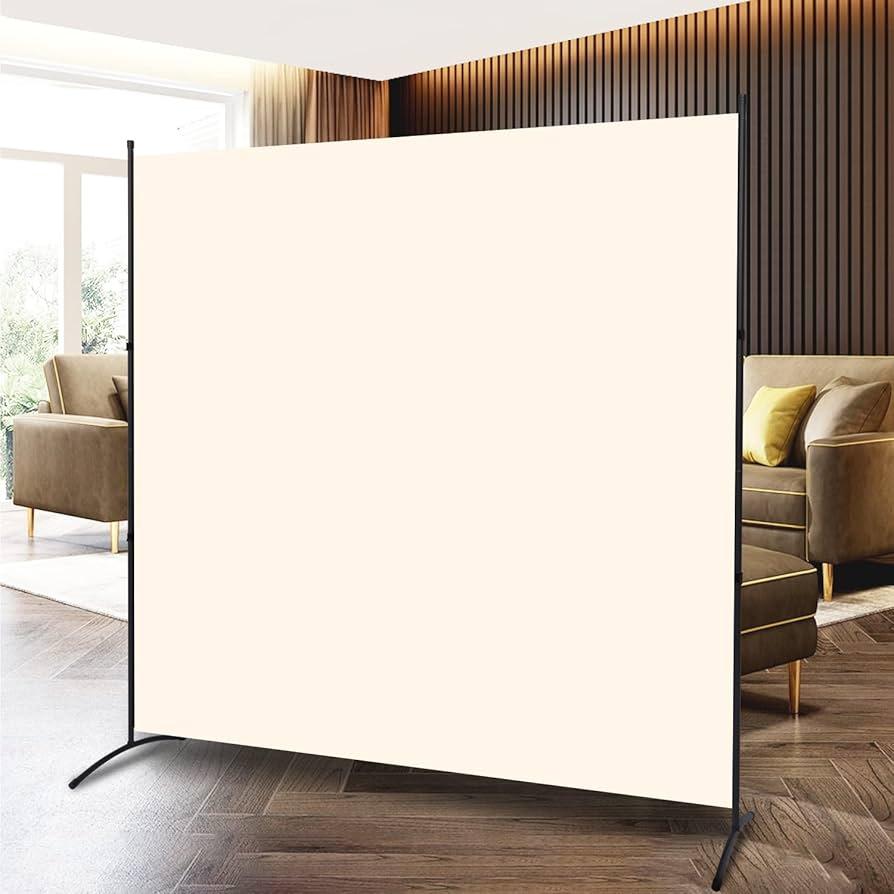 Room Divider Folding Privacy Screens with Wheels, 6FT Tall Divider for Room Separation, Movable Room Partitons and Dividers, Indoor Room Dividers Panel with Fabric for Office (Beige, 1 Panel-71‘’)