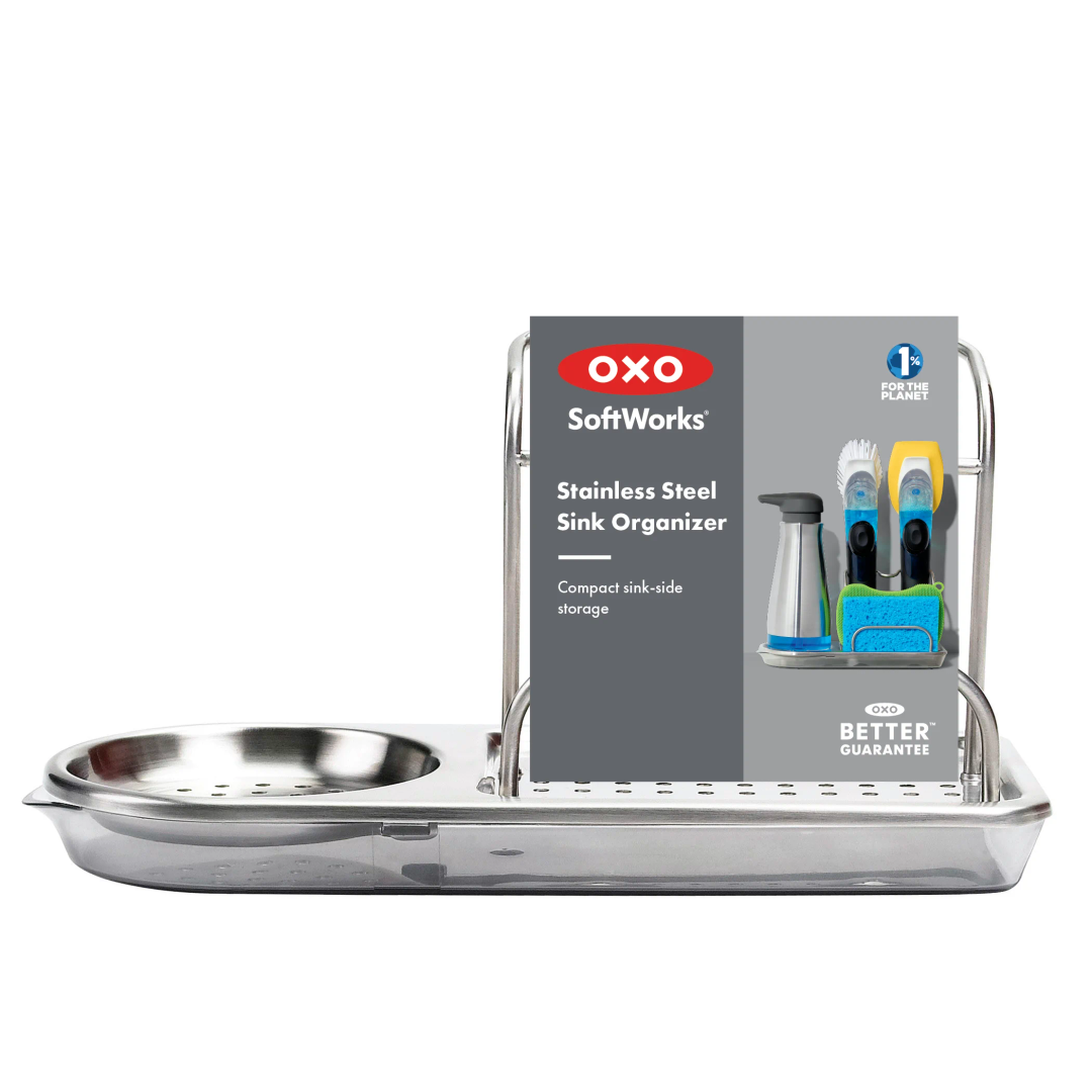 OXO Softworks Stainless Steel Sink Organizer with Brush Holder