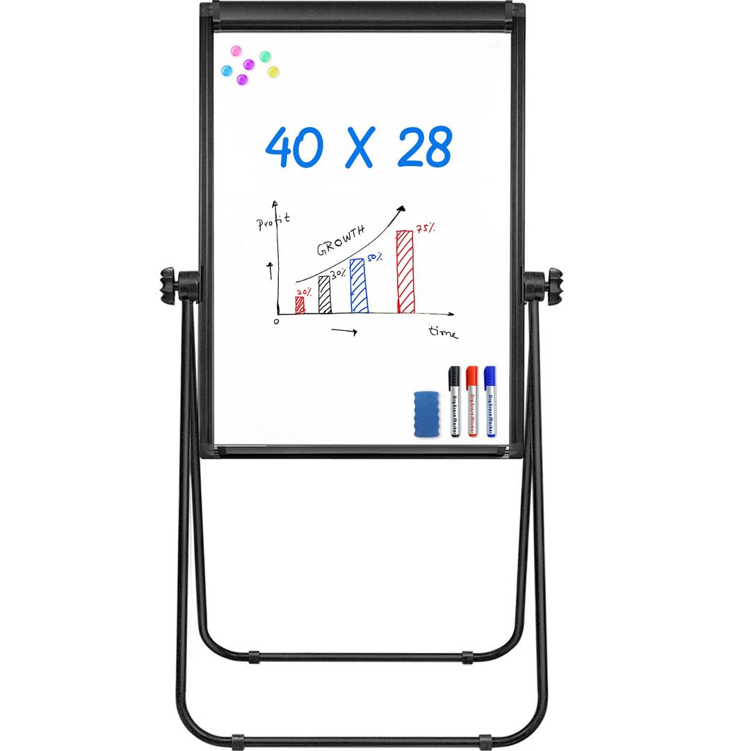 Stand White Board - 40x28 Magnetic Dry Erase Board Flipchart Board Double Sided Easel Board Portable Whiteboard for Classroom Home, Office Supplies