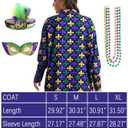Laqeyko Womens's Outfit for Mardi Gras,6 Pcs Batwing Long Sleeve Open Front Asymmetrical Coat with Mask Headband Necklace,LA261-3-M
