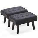 Wimarsbon Small Foot Stool Ottoman Modern Accent Step Stool Seat with Solid Wood Legs Velvet Soft Padded Pouf Ottomans Sofa Footrest Stools 16 inch for Couch Living Room Entryway Black, 1pc