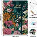 2026 Planner, Weekly and Monthly Planner for Women, January 2026 to December 2026, Pretty Hardcover 2026 Calendar Planner Book with Tabs, Inner Pocket, Spiral Bound, Perfect Office Home School Supplies - 8.5" x 11", Wildflower Reverie