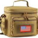 ATRIPACK Lunch Box for Men, Tactical Lunch Bag MOLLE Webbing Leakproof Insulated Large Lunch Cooler Women Adult Meal with Adjustable Shoulder Strap Durable Lunch Pail (Brown) (Medium)