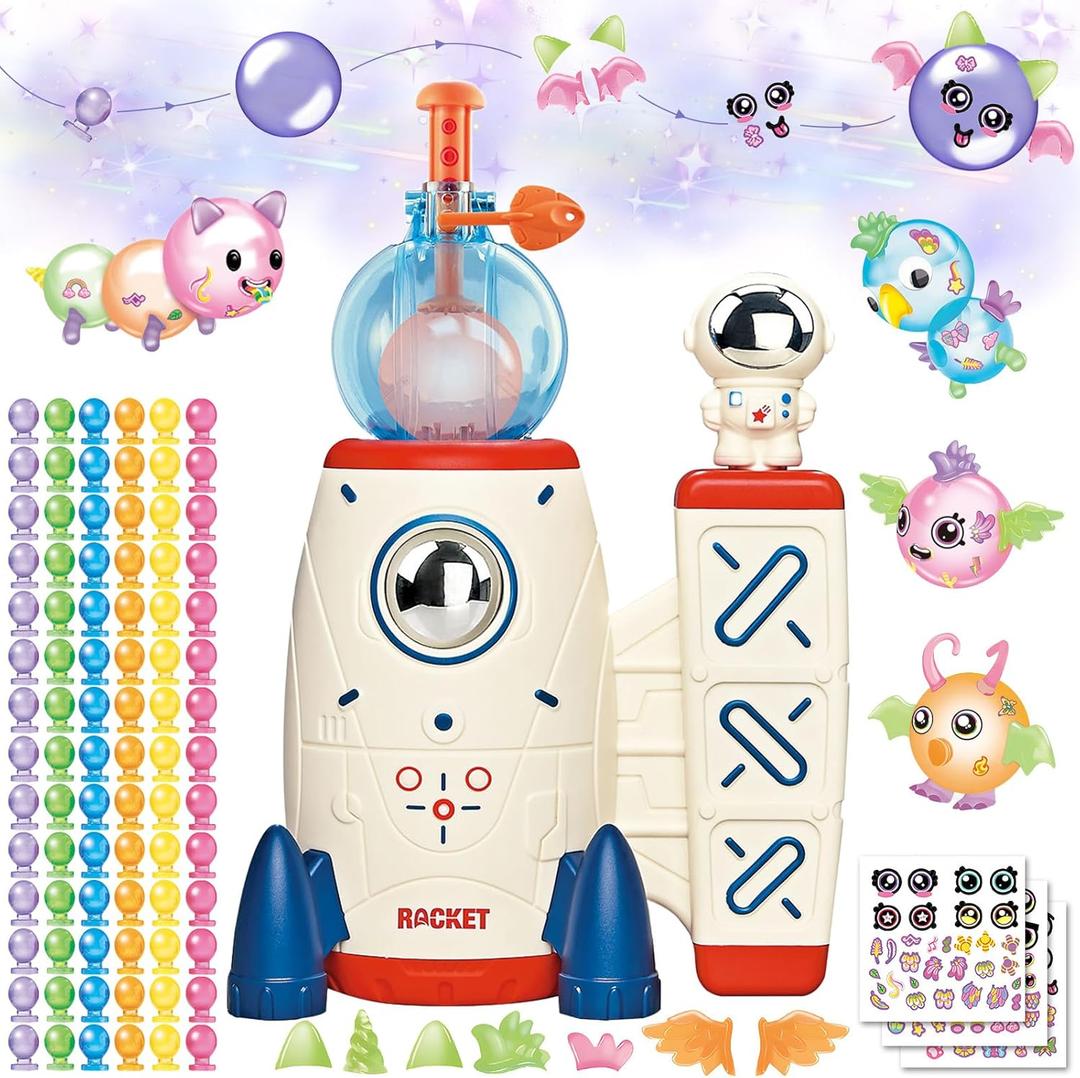 219pcs Space Magic DIY Balloon Kit with Pump, Sticky Balloon Maker Craft, Includes Bouncy Balloons, Stickers & Accessories, DIY Creative Activity Gift for Girls Boys Ages 3+