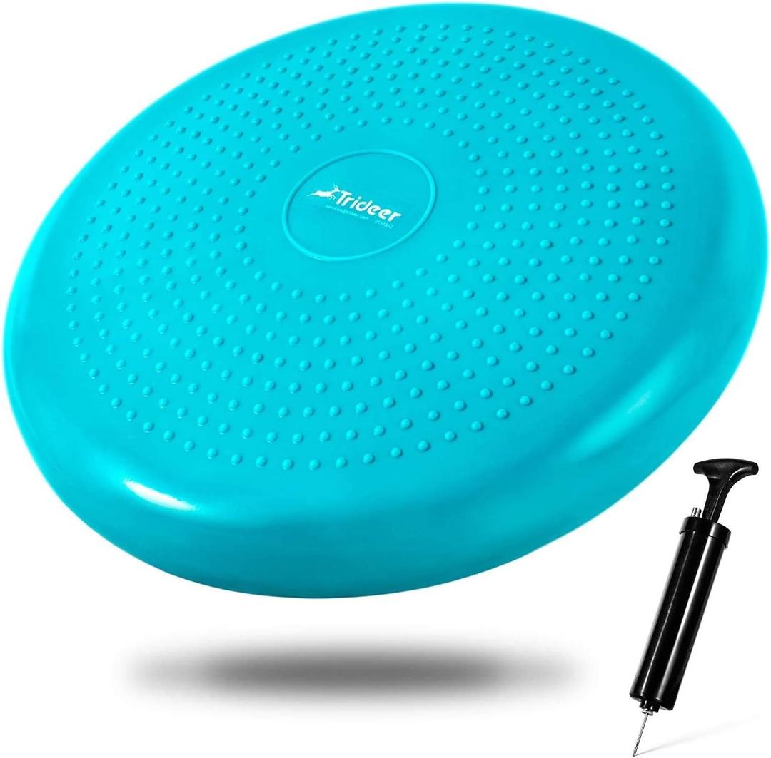 Trideer Wobble Cushion Core Balance Disc, Flexible Seating for Classroom Elementary, Wiggle Seat for Sensory Kids, Balance Pad with Inflation Pump (34CM Turquoise)