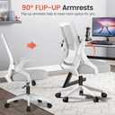 GTPLAYER Ergonomic Office Chair with Flip-up Armrests Executive Computer Chair for Home Office, Breathable Mesh & Comfy Lumbar Support, Moon Gray
