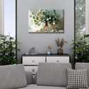 Nature Eucalyptus Canvas Wall Art for Kitchen Sage Green Wall Decor Mason Jar Green Leaf Bouquet Picture 16x24", Watercolor Botanical Posters Prints Painting Artwork for Living Room Home Decorations