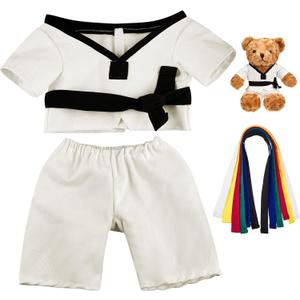 Civaner Taekwondo Uniform Outfit Bear Clothes with Belts, Bear Not Included, Fit 12-16 in, Clothes for Taekwondo Uniform Stuffed Animal Clothing for Birthday Gift Party(White)