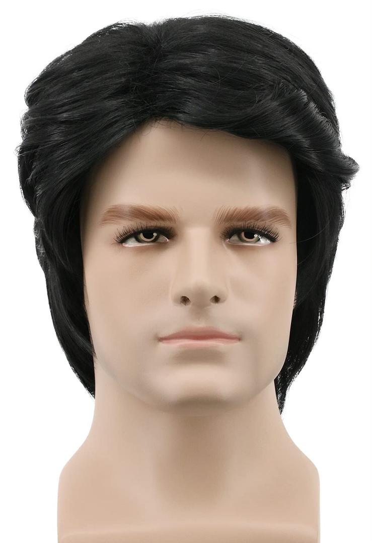 yuehong Short Black Men Wig Anime Party Fashion Daily Costume hair Heat Resistant Synthetic Fibers Fluffy Soft Wig