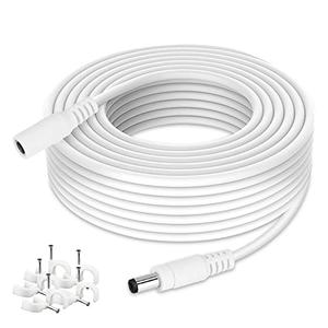 WILDHD DC Power Extension Cable 33ft, 2.1mm x 5.5mm Plug Compatible with 12V DC Adapter Cord for CCTV Security Camera, IP Camera, Standalone DVR (33ft White)