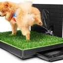 Hompet Dog Grass Pad with Tray Large, Puppy Turf Potty Reusable Training Pads with Pee Baffle, Artificial Grass Patch for Indoor and Outdoor Use, Ideal for Small and Medium Dogs (30"20") (Dog Toilet:30202.5)