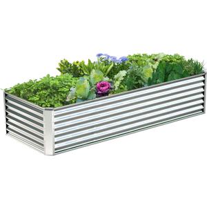 Vegeworkerr 8x2x2ft Galvanized Raised Garden Bed Kit, Galvanized Planter Garden Beds Outdoor,Large Metal Plant Box for Vegetables,Flower-Sliver