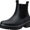 Jeossy Women's 9605 Chelsea Ankle Boots Slip on Short Booties (Black)